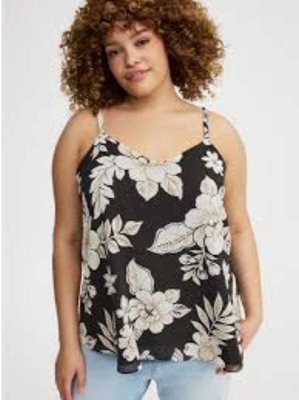torrid Black and White Floral V-Neck Camisole